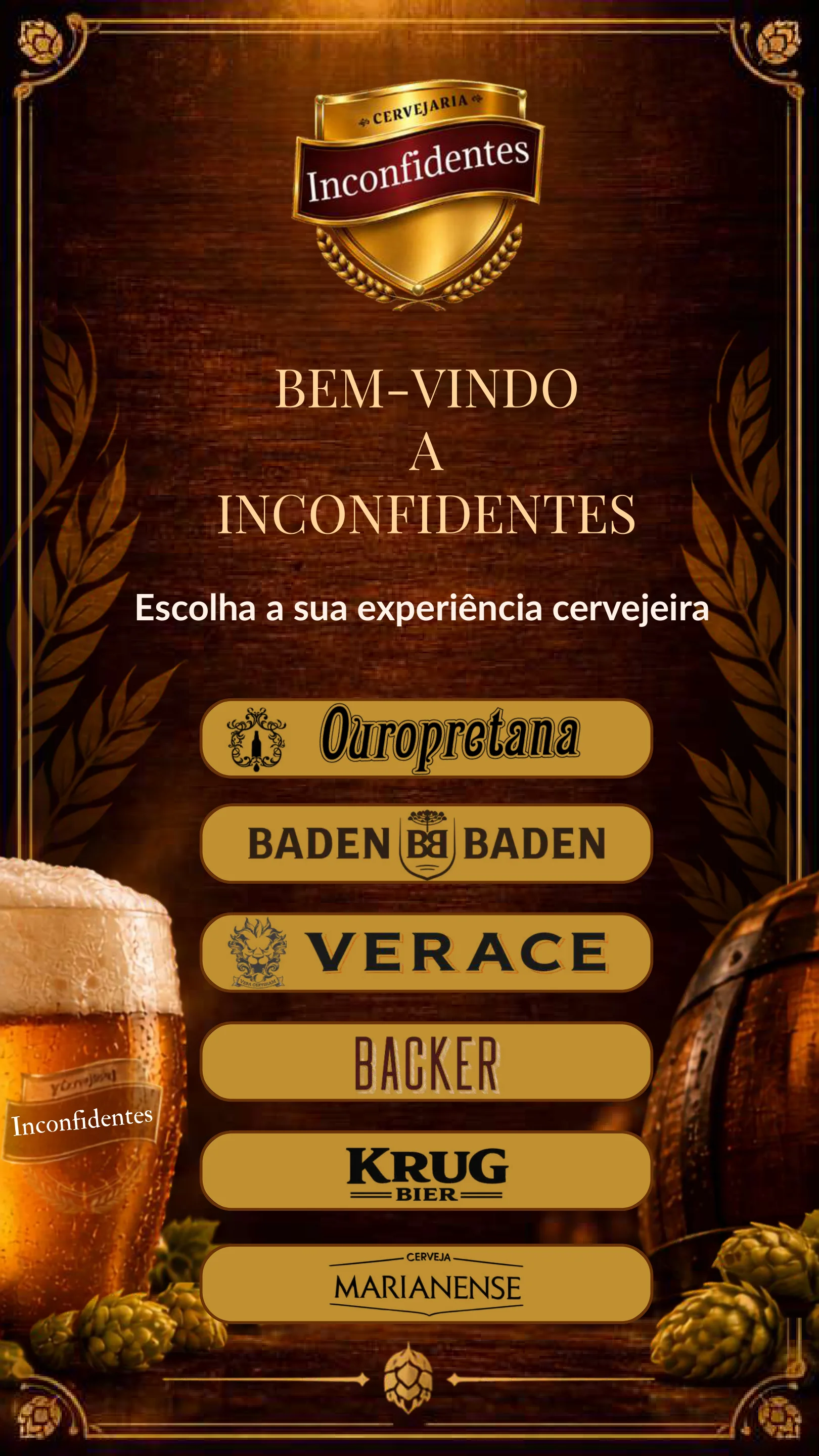 Capa do catálogo digital da Cervejaria Inconfidentes